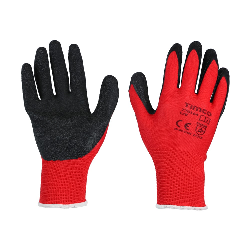 TIMCO Light Grip Gloves - Crinkle Latex Coated Polyester Large