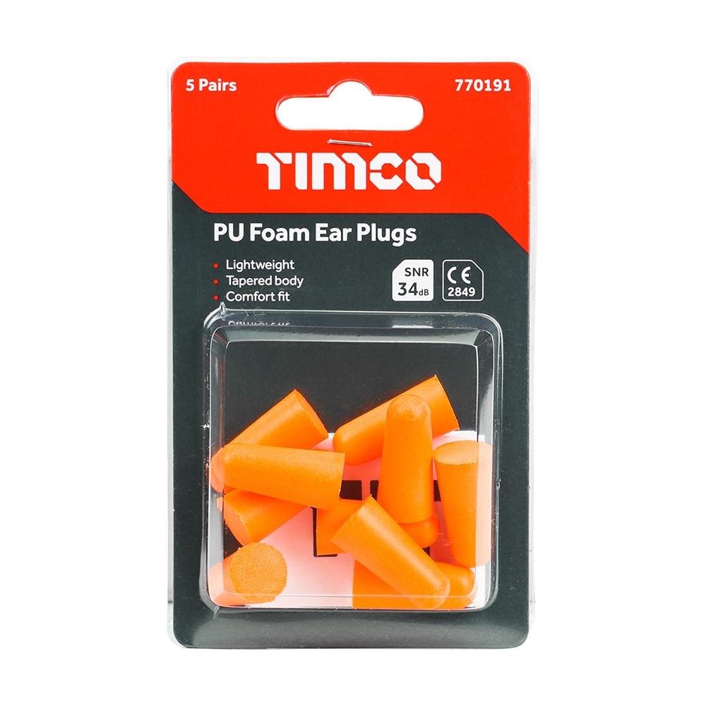 TIMCO PU Foam Ear Plugs One Size (5 Pack)