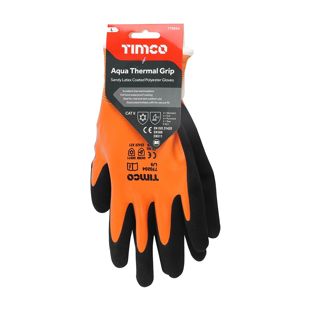 TIMCO Aqua Thermal Grip Glove - Sandy Latex Coated Polyester Large