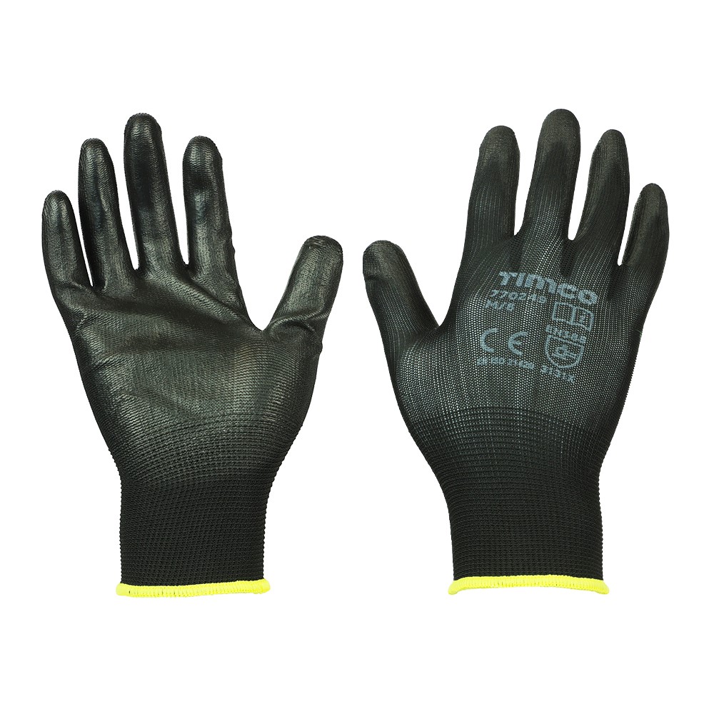 TIMCO Durable Grip Gloves - PU Coated Polyester Medium