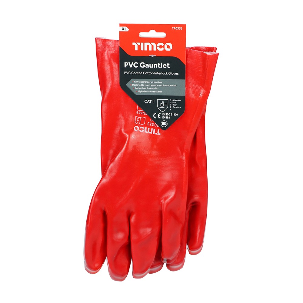 TIMCO PVC Gauntlets - PVC Coated Cotton Interlock X Large