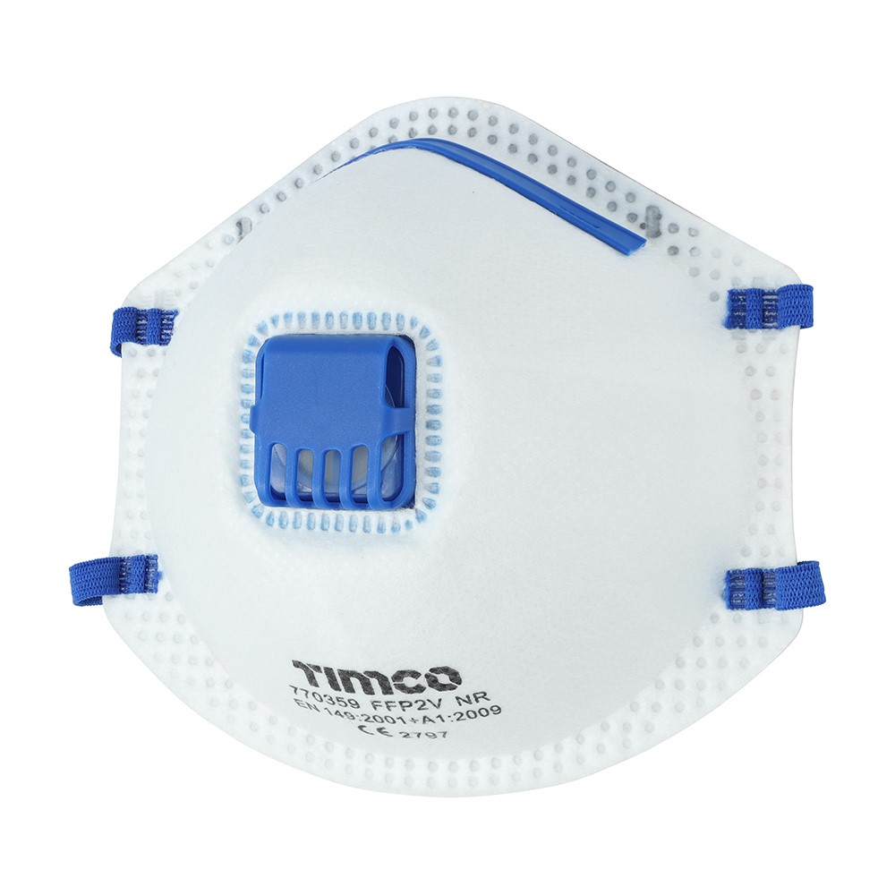 TIMCO FFP2 Moulded Masks with Valve One Size (10 Pack)