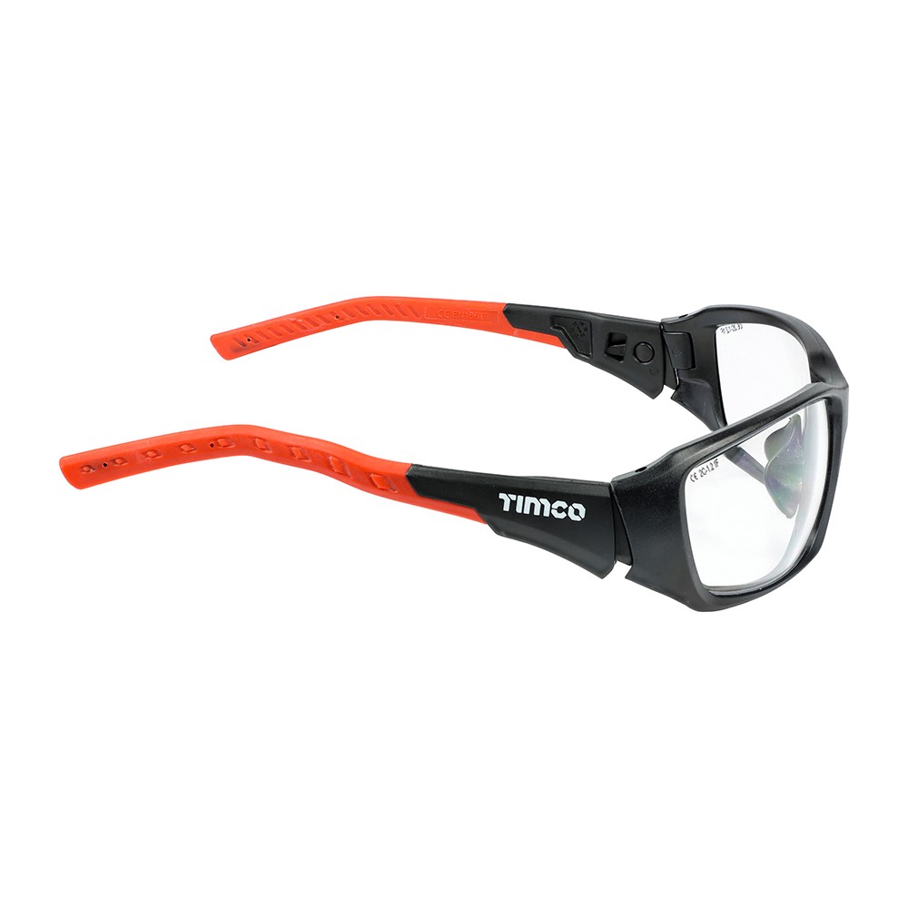 TIMCO Sports Style Safety Glasses - With Adjustable Temples - Clear One Size