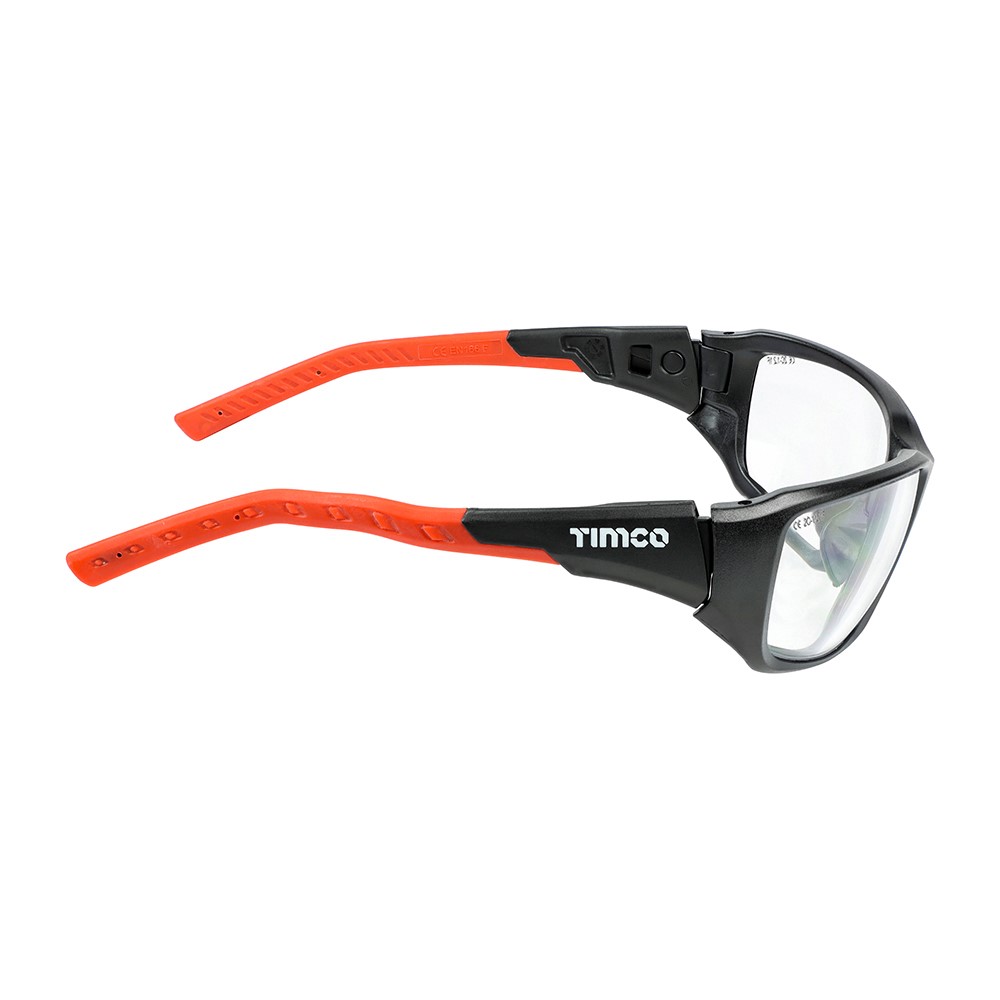 TIMCO Sports Style Safety Glasses - With Adjustable Temples - Clear One Size