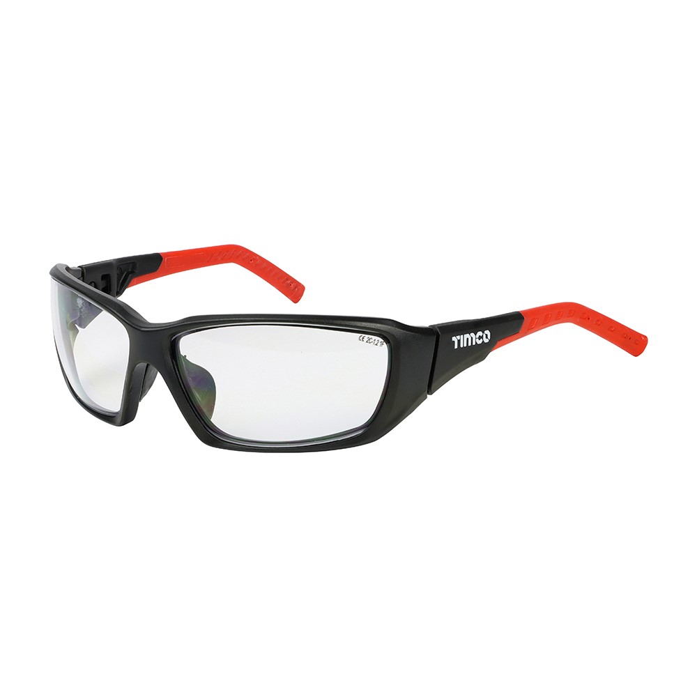 TIMCO Sports Style Safety Glasses - With Adjustable Temples - Clear One Size