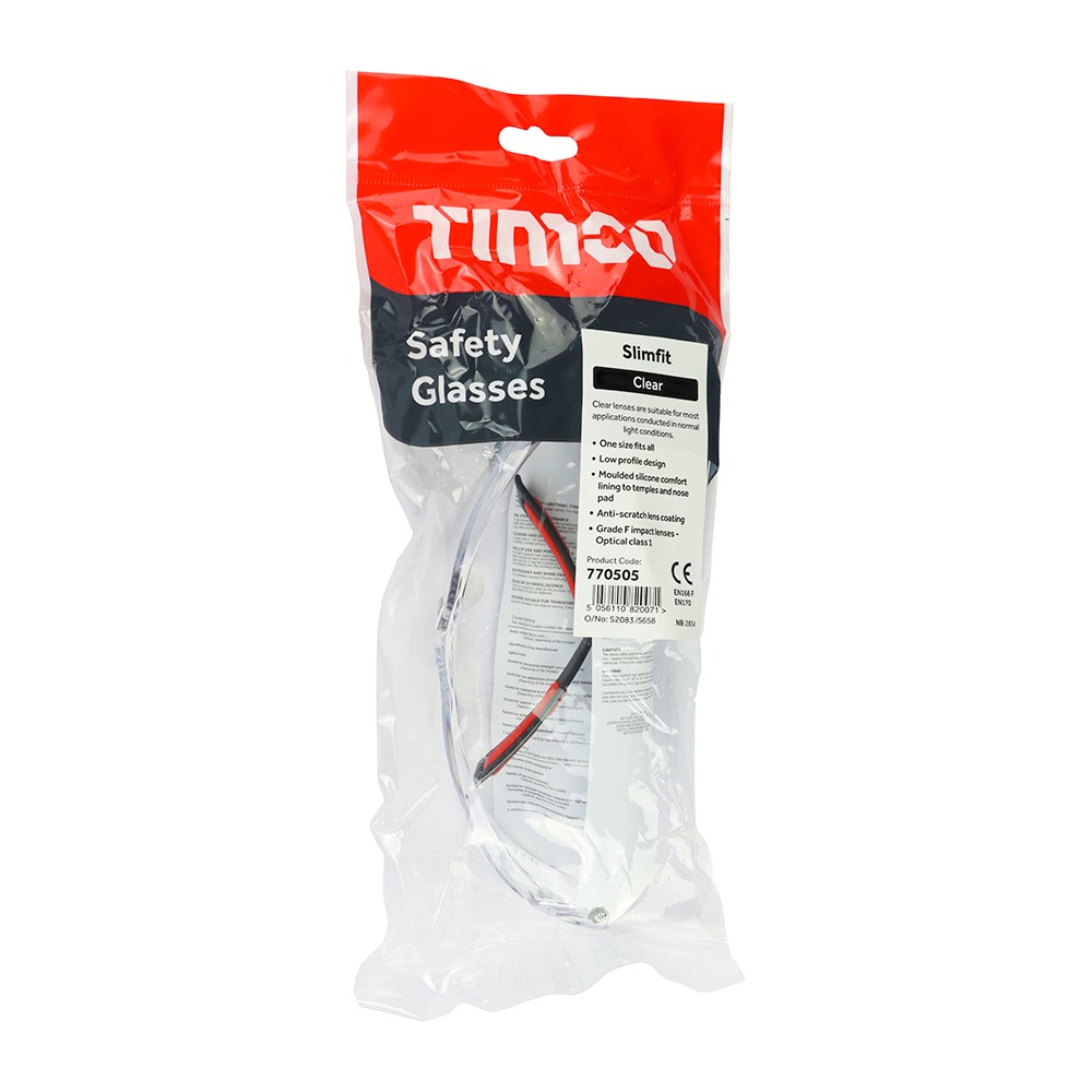 TIMCO Slimfit Safety Glasses - Clear One Size