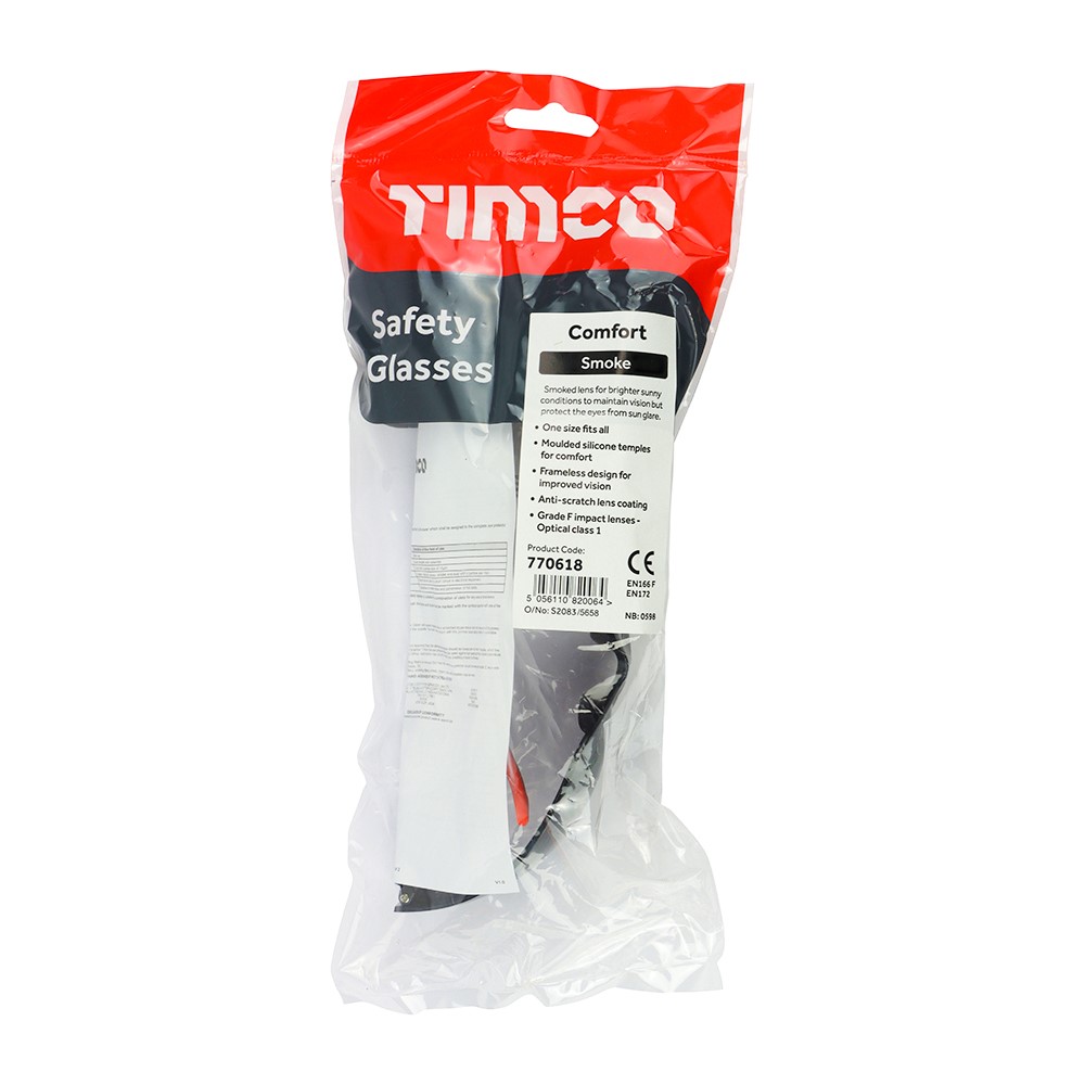 TIMCO Comfort Safety Glasses - Smoke One Size