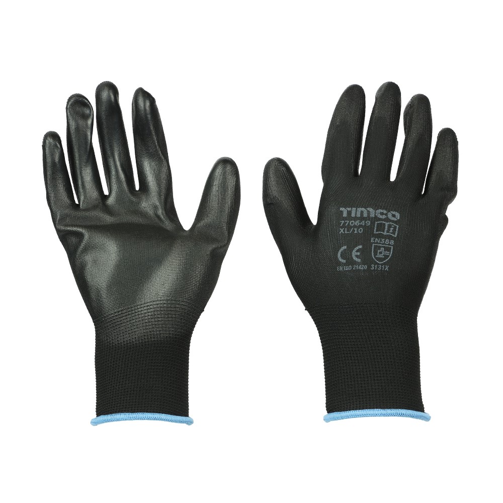 TIMCO Durable Grip Gloves - PU Coated Polyester X Large