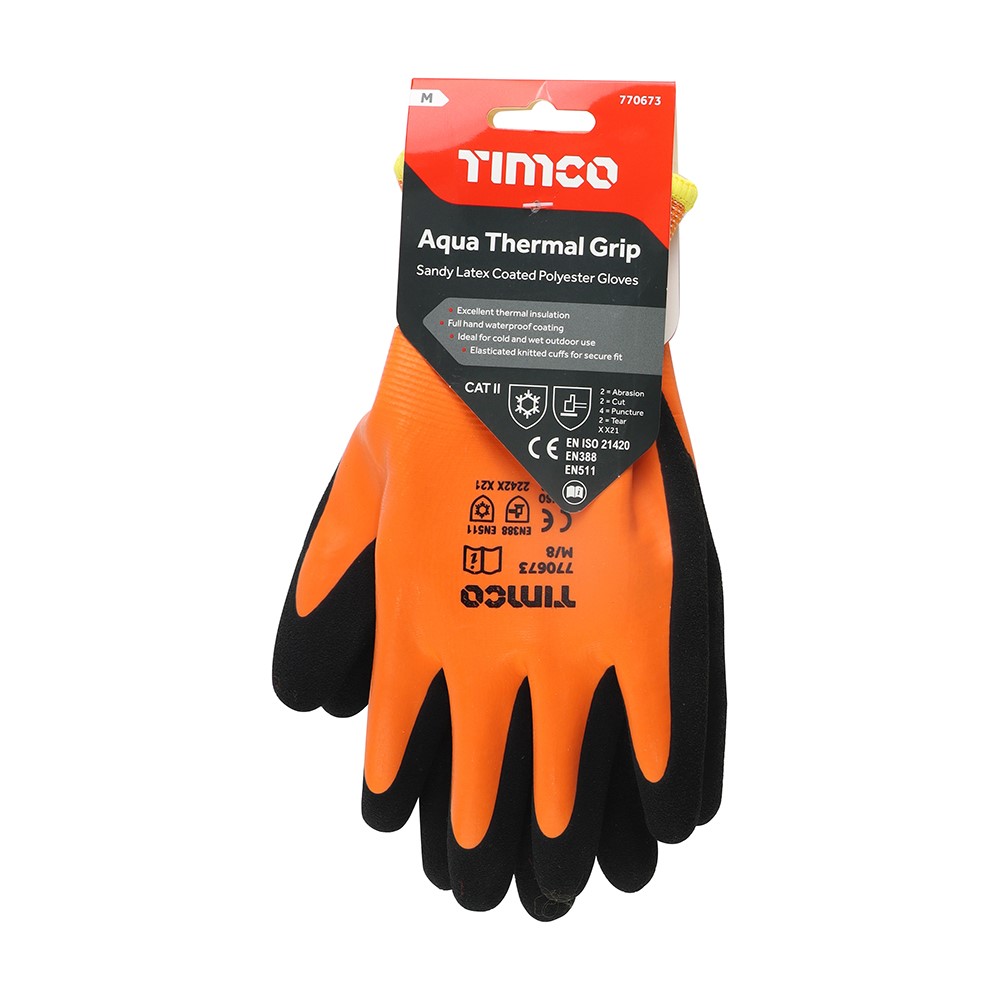 TIMCO Aqua Thermal Grip Glove - Sandy Latex Coated Polyester Medium