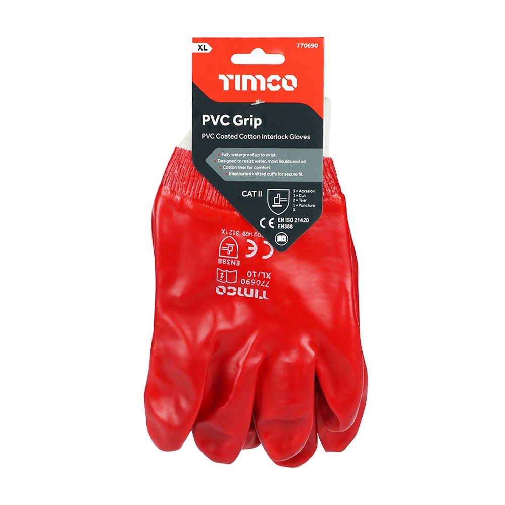 TIMCO PVC Gloves - PVC Coated Cotton Interlock X Large