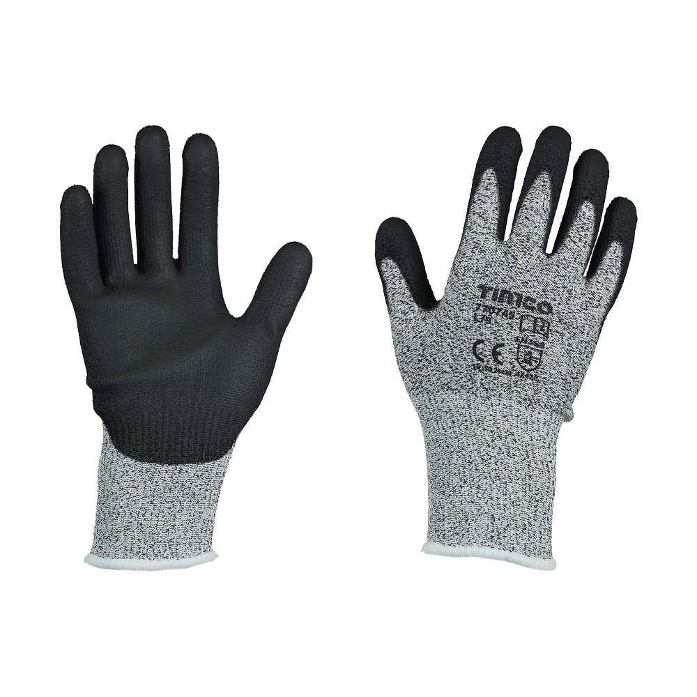 TIMCO High Cut Gloves - PU Coated HPPE Fibre with Glass Fibre Large