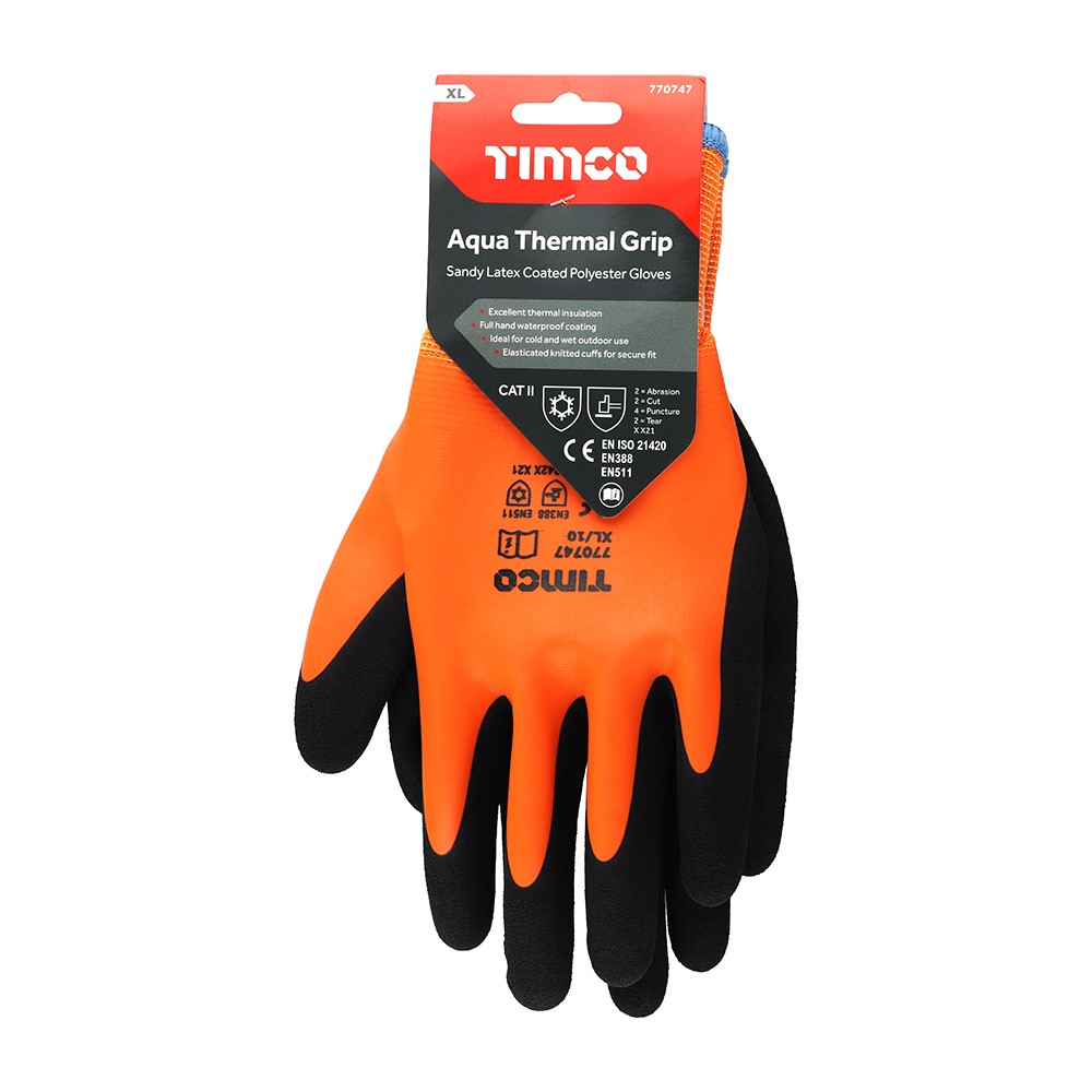TIMCO Aqua Thermal Grip Glove - Sandy Latex Coated Polyester X Large