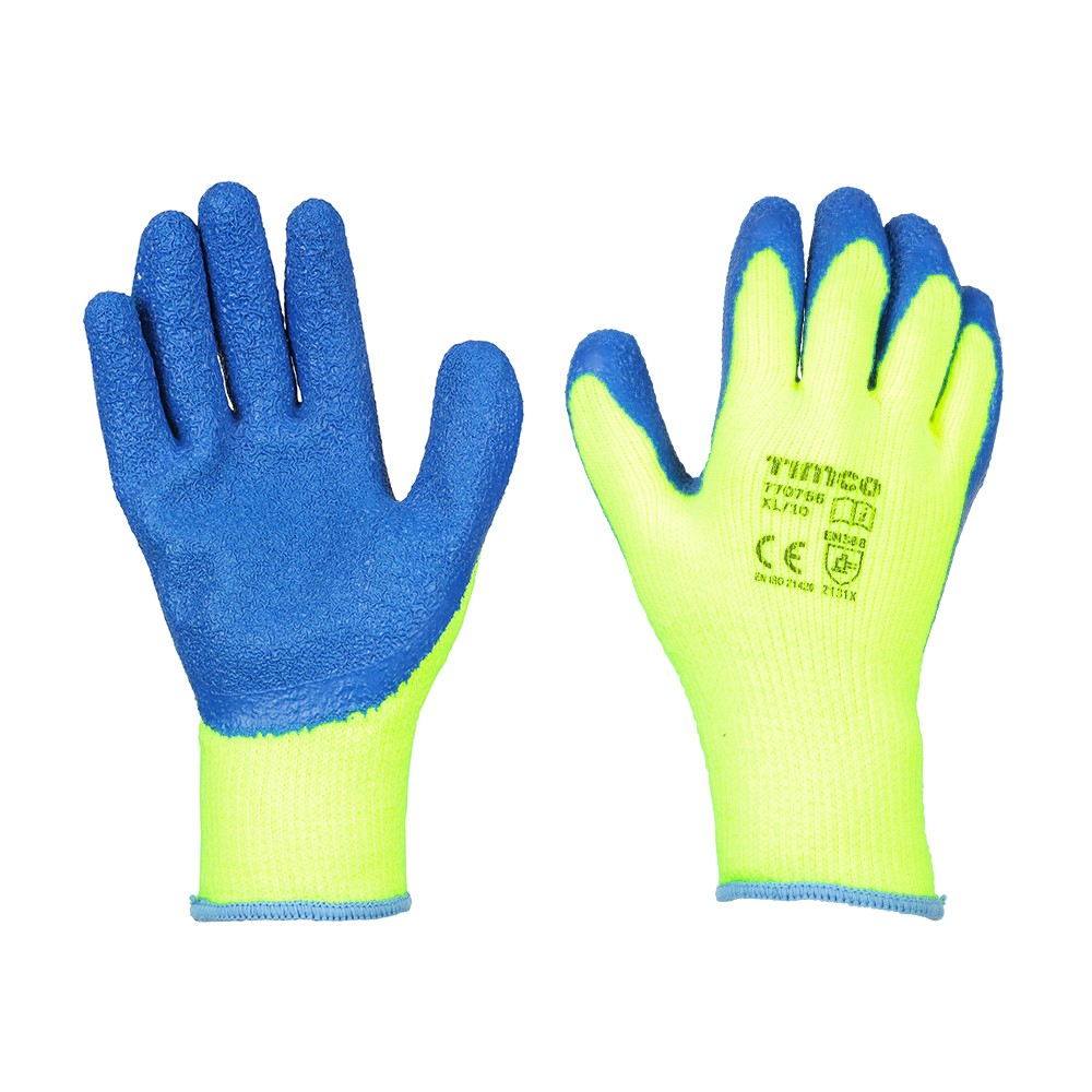 TIMCO Warm Grip Gloves - Crinkle Latex Coated Polyester X Large