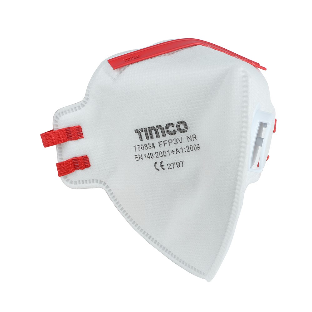 TIMCO FFP3 Fold Flat Masks with Valve One Size (10 Pack)