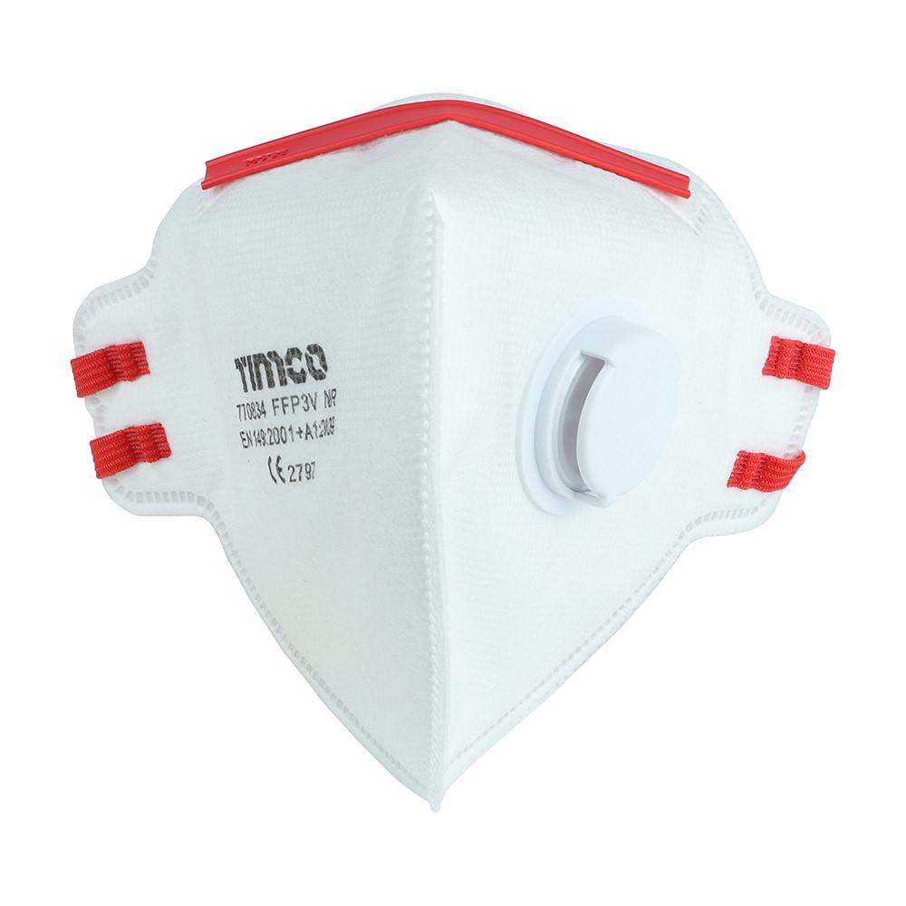 TIMCO FFP3 Fold Flat Masks with Valve One Size (10 Pack)