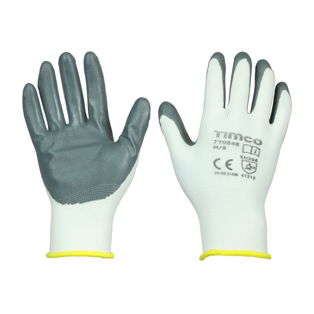TIMCO Secure Grip Gloves - Smooth Nitrile Foam Coated Polyester Medium