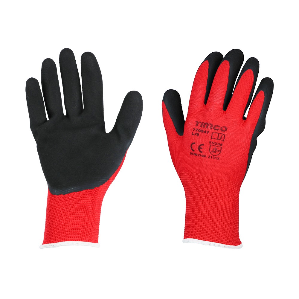 TIMCO Toughlight Grip Gloves - Sandy Latex Coated Polyester Large