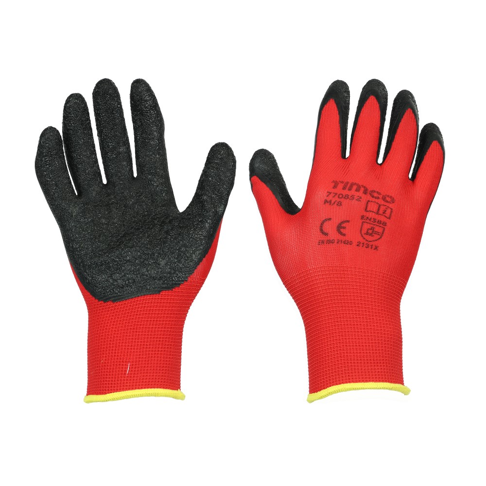TIMCO Light Grip Gloves - Crinkle Latex Coated Polyester Medium