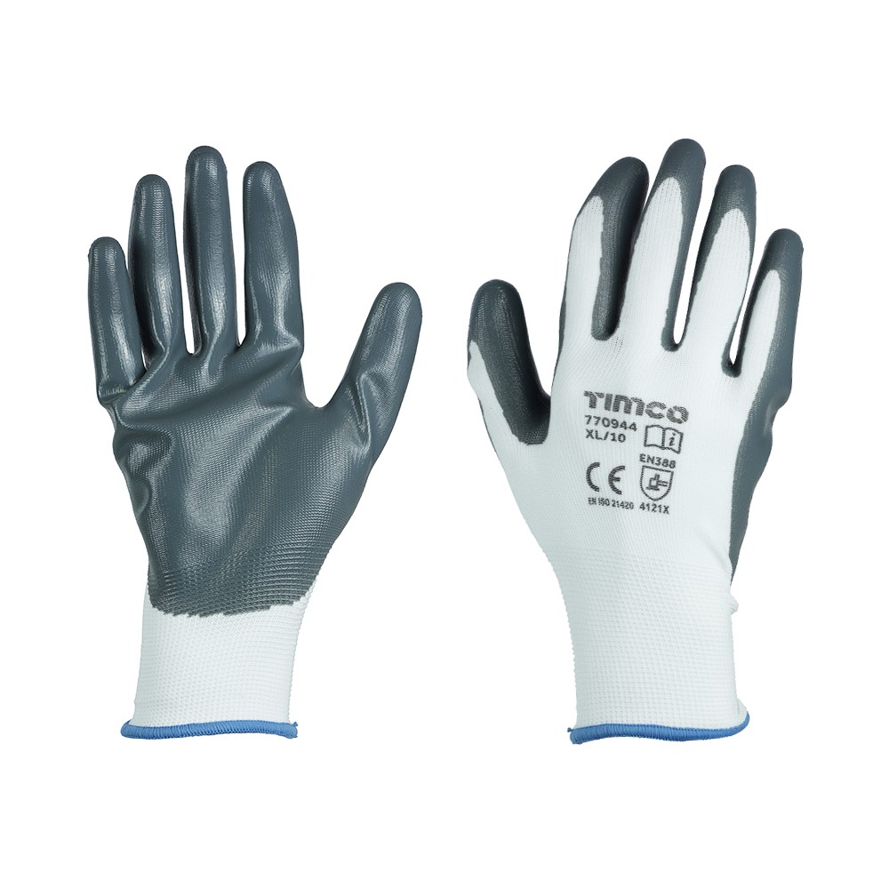 TIMCO Secure Grip Gloves - Smooth Nitrile Foam Coated Polyester X Large