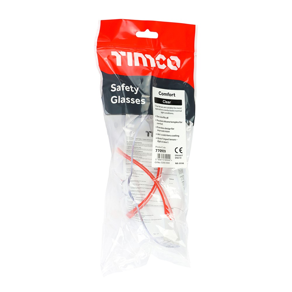 TIMCO Comfort Safety Glasses - Clear One Size