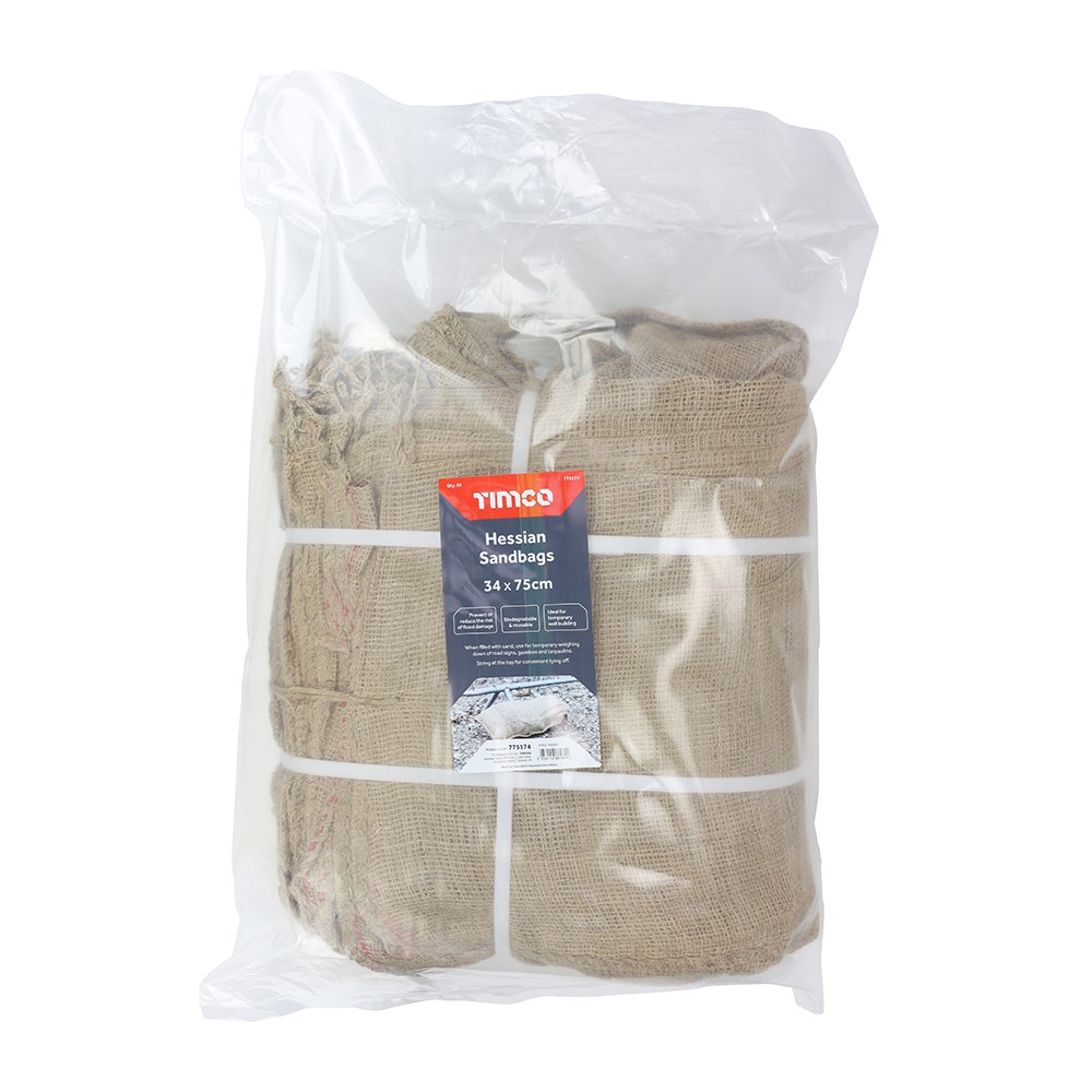 TIMCO Hessian Sandbags - Natural 34 x 75cm (50 Bag)