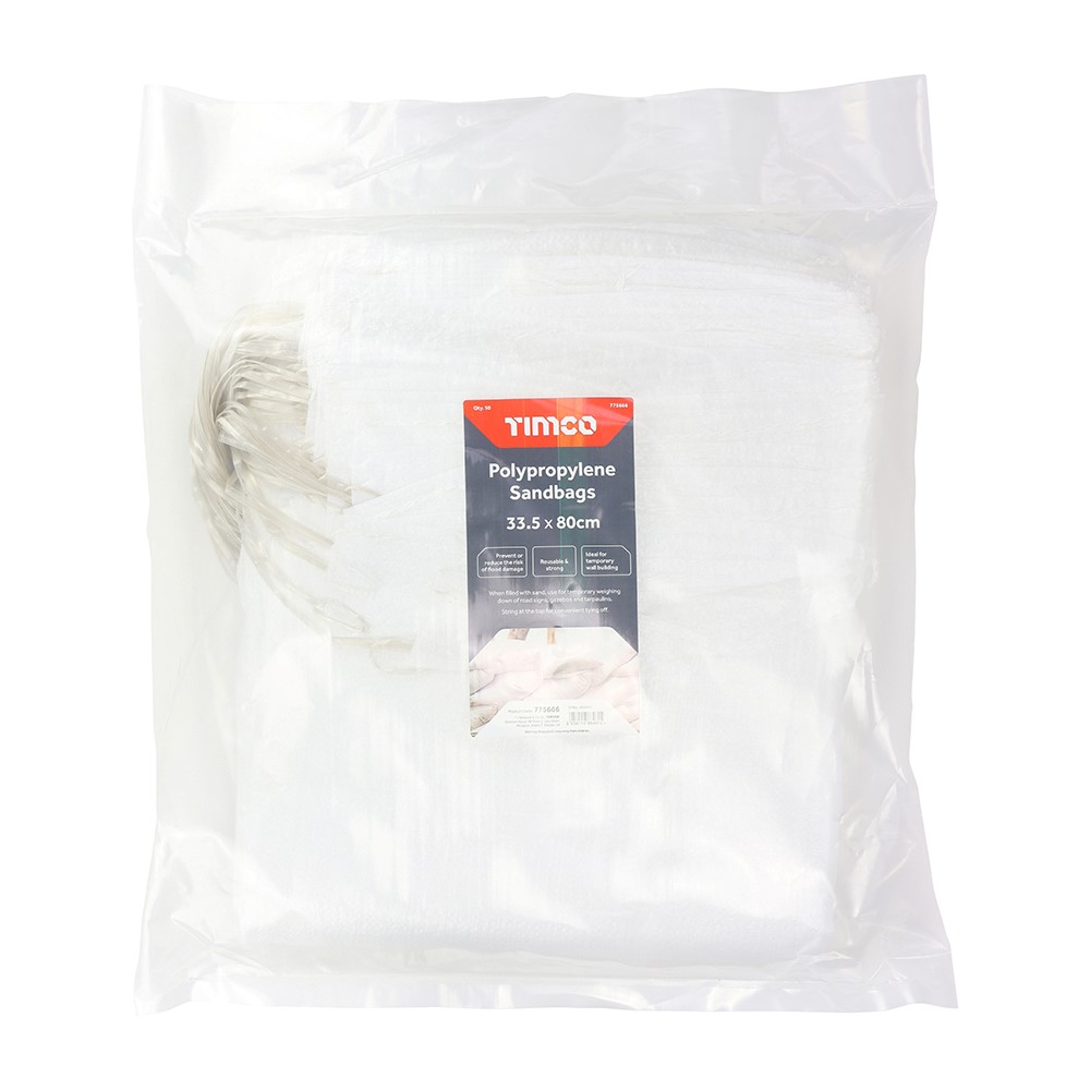 TIMCO PP Sandbags - White 33.5 x 80cm (50 Bag)