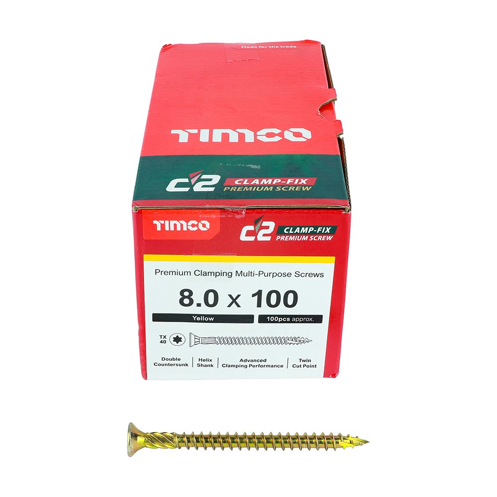 TIMCO C2 Clamp-Fix Multi-Purpose Premium Screws - TX - 8.0 x 100mm (100 Pack)