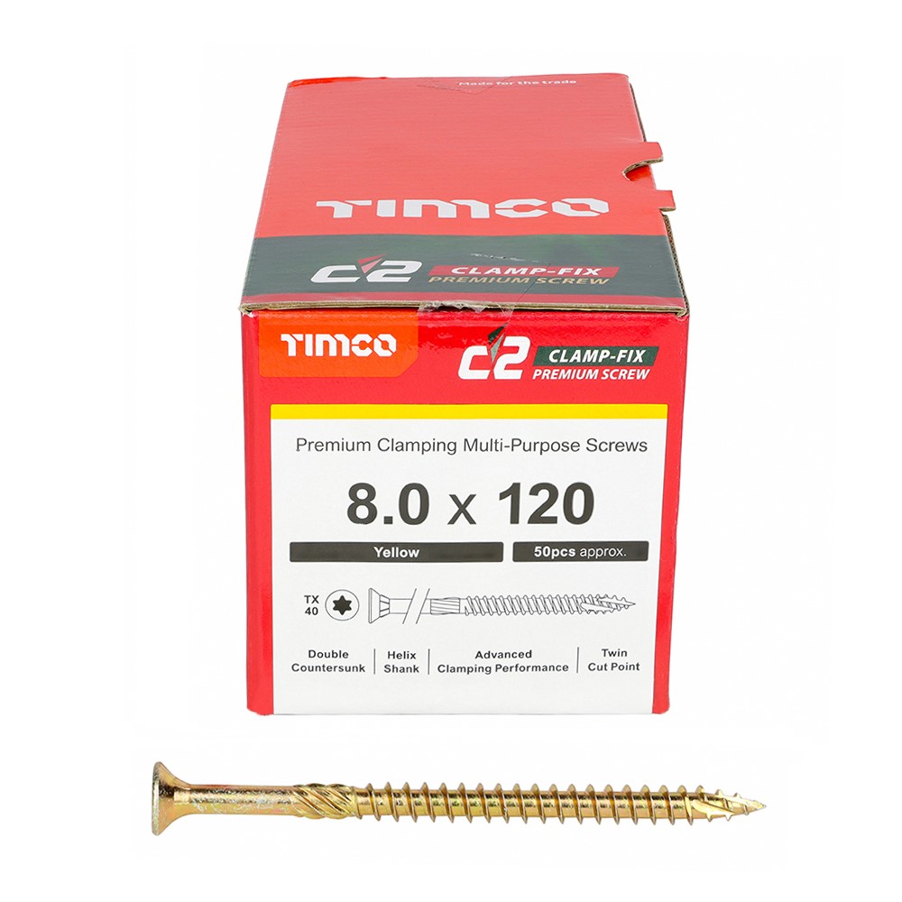 TIMCO C2 Clamp-Fix Multi-Purpose Premium Screws - TX - 8.0 x 120mm (50 Pack)