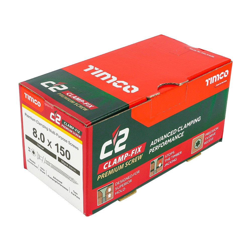 TIMCO C2 Clamp-Fix Multi-Purpose Premium Screws - TX - 8.0 x 150mm (50 Pack)