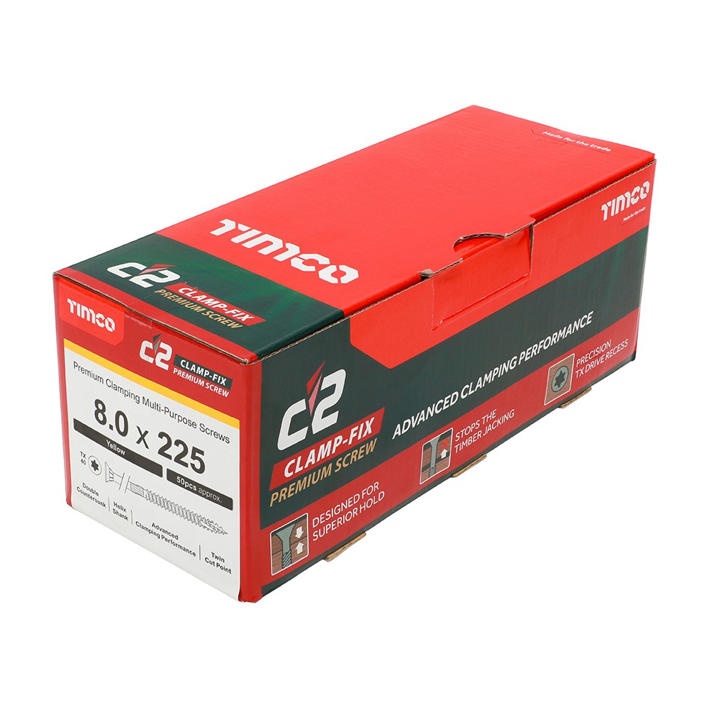 TIMCO C2 Clamp-Fix Multi-Purpose Premium Screws - TX - 8.0 x 225mm (50 Pack)