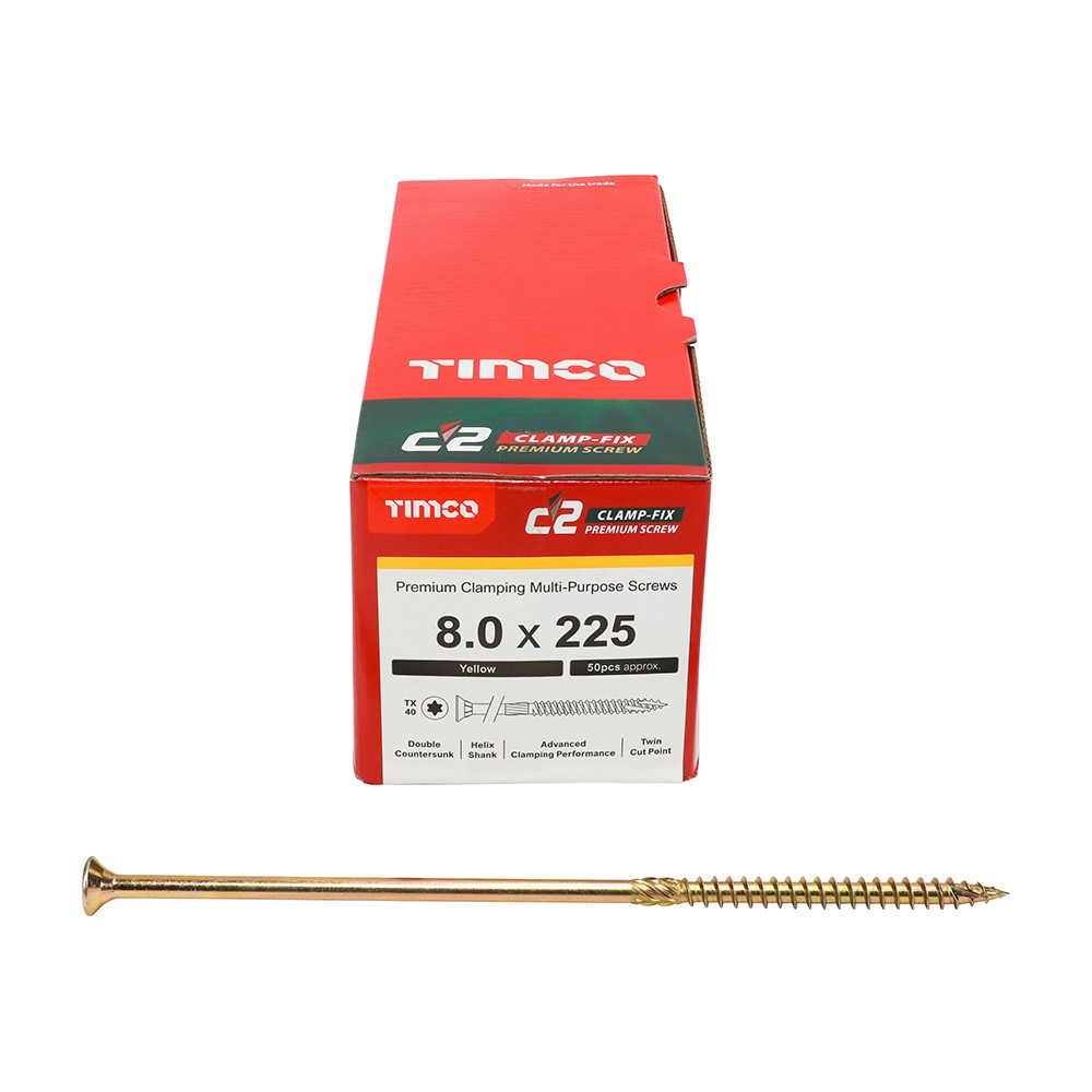 TIMCO C2 Clamp-Fix Multi-Purpose Premium Screws - TX - 8.0 x 225mm (50 Pack)