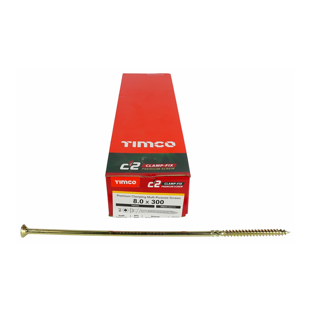 TIMCO C2 Clamp-Fix Multi-Purpose Premium Screws - TX - 8.0 x 300mm (25 Pack)