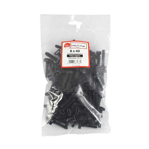 TIMCO Cable Tie Plugs - Black 8.0 x 40mm (100 Bag)