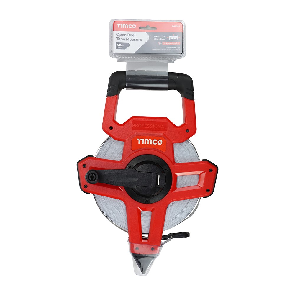 TIMCO Open Reel Tape Measure 50m x 13mm