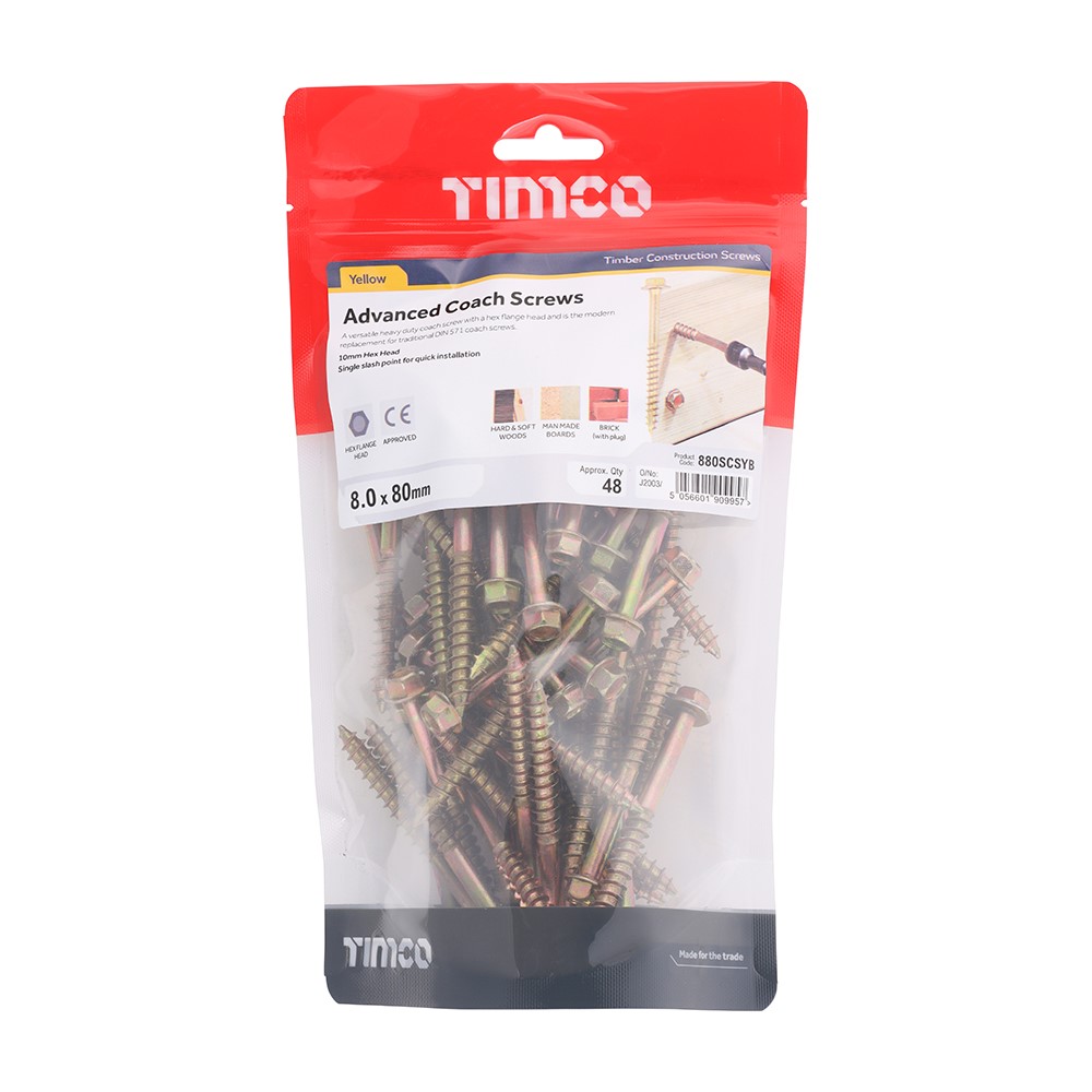 TIMCO Advanced Coach Screws - Hex Flange 8.0 x 80mm (48)