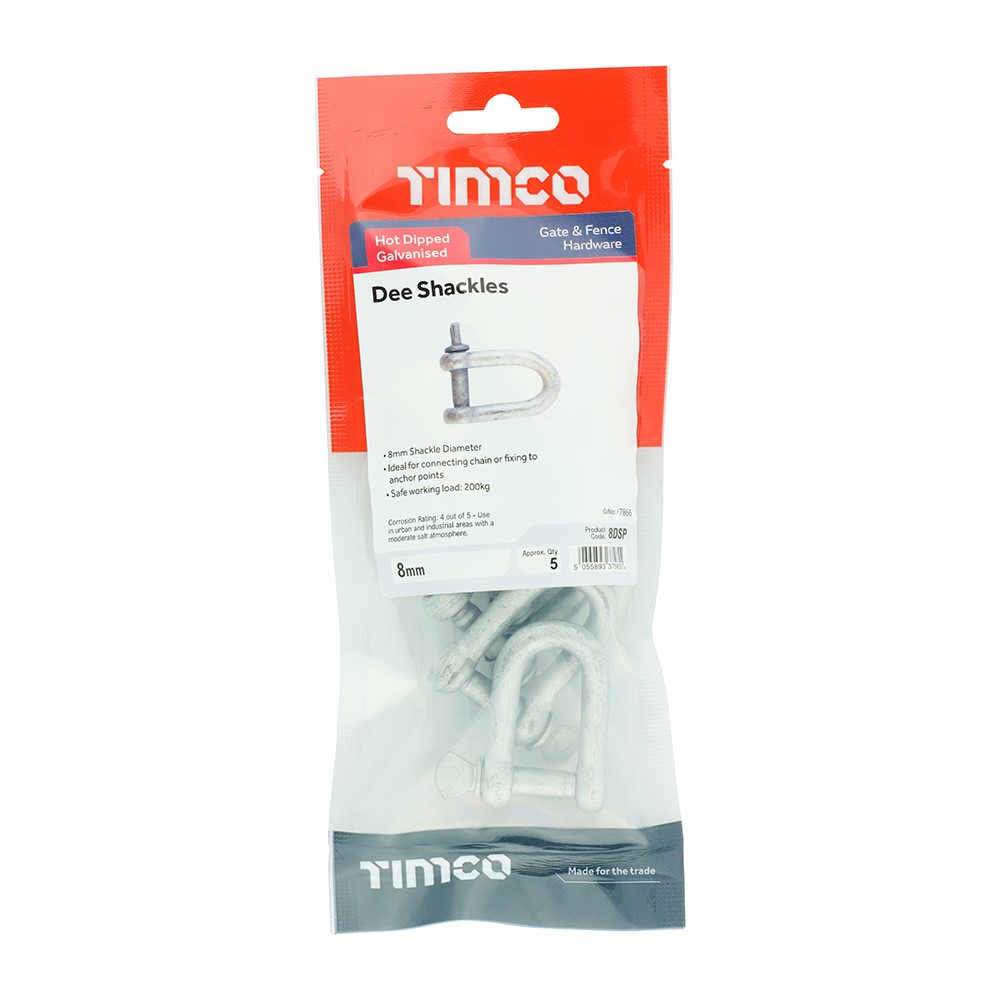 TIMCO Dee Shackles - Hot Dipped Galvanised 8mm (5)
