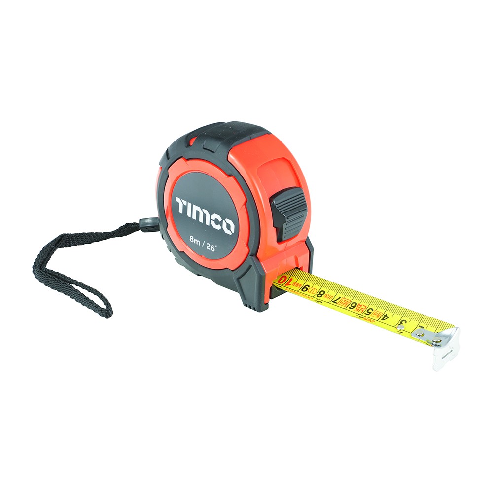 TIMCO Tape Measure 8m/26ft x 25mm (Pack of 6)