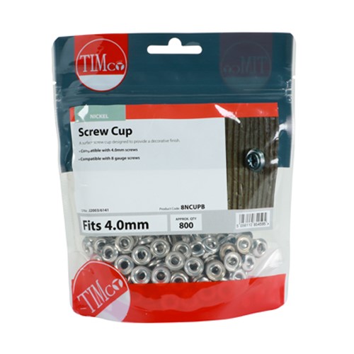 TIMCO Screw Cups - Nickel to Fit 8 Gauge Screws (800)