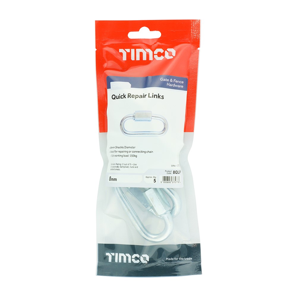 TIMCO Quick Repair Links - Zinc 8mm (5)