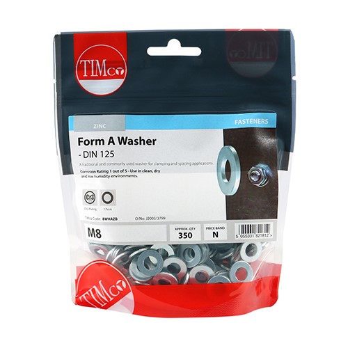 TIMCO Form A Washers - Zinc M8 (350)