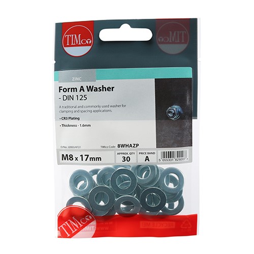 TIMCO Form A Washers - Zinc M8 (30 Pack)