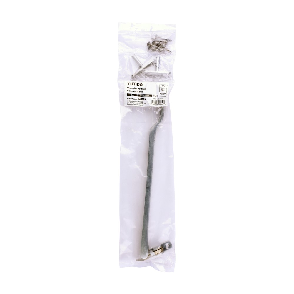 TIMCO Victorian Casement Stay Satin Chrome 240mm (1)