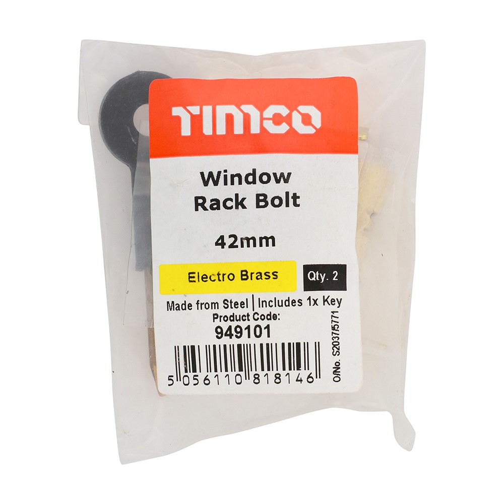 TIMCO Window Rack Bolts - Electro Brass 42mm (2 Bag)