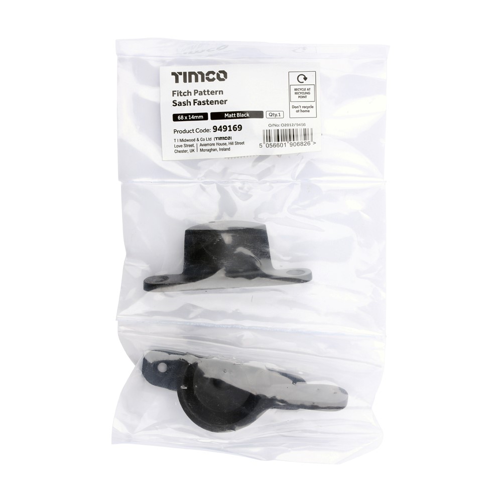 TIMCO Fitch Sash Fastener Matt Black 68 x 14mm (1)
