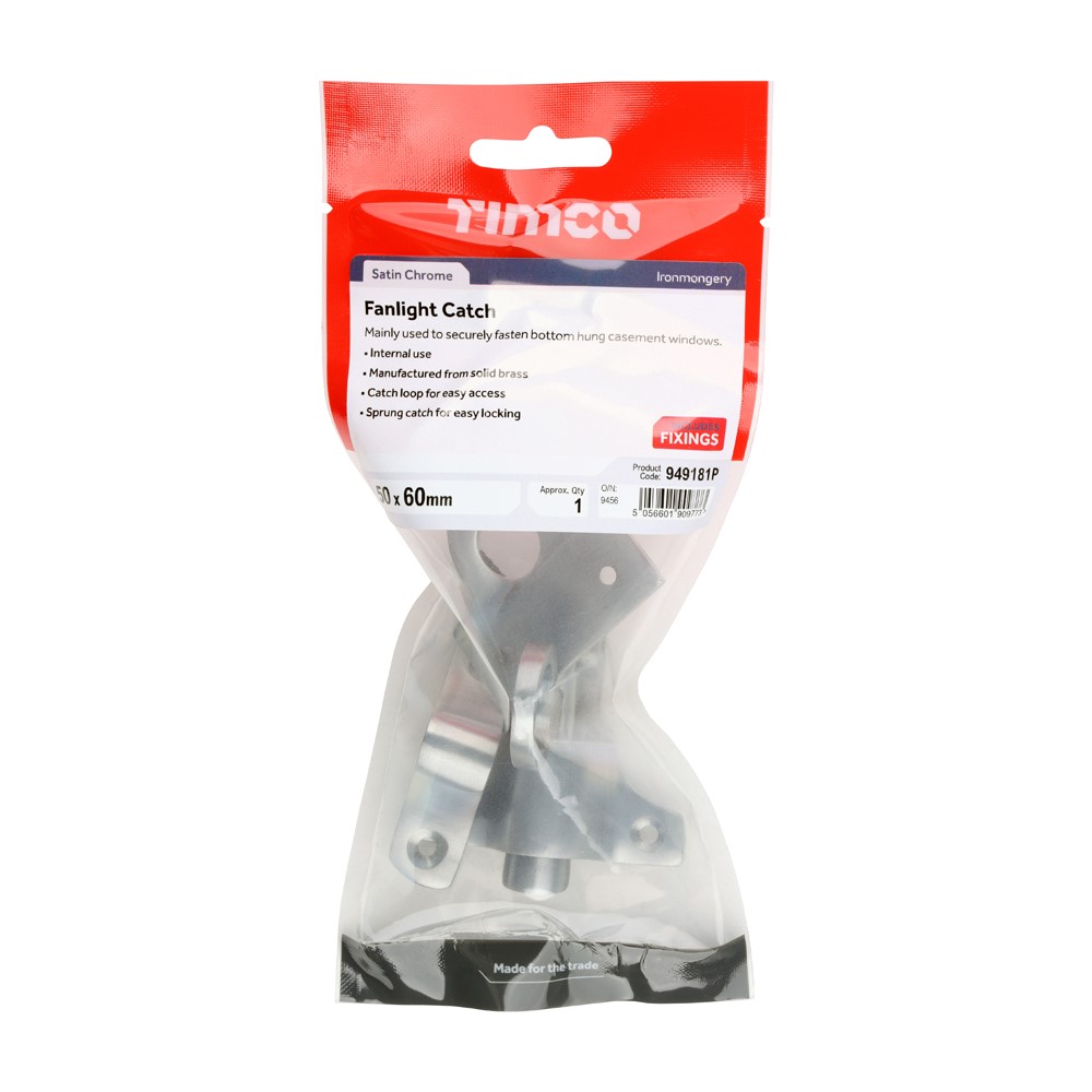 TIMCO Fanlight Catch Satin Chrome 50 x 60mm (1)