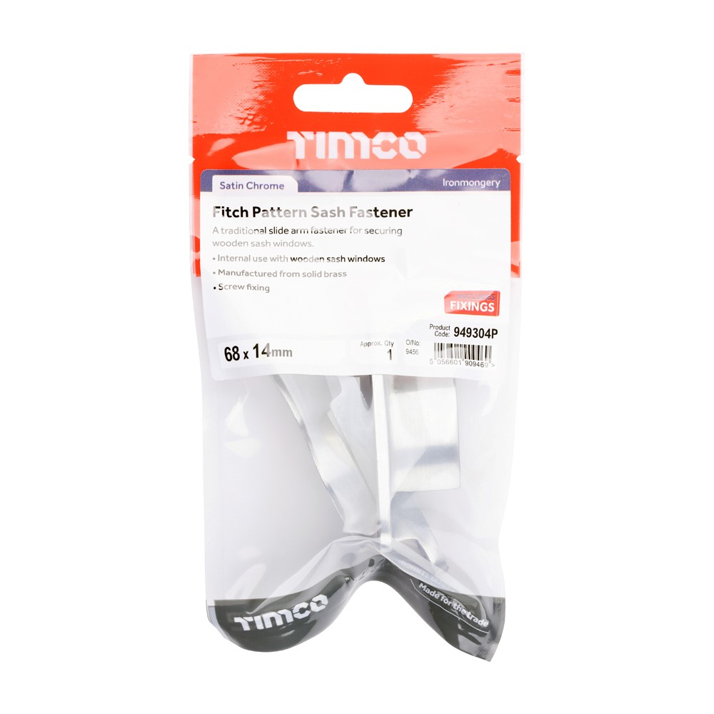 TIMCO Fitch Sash Fastener Satin Chrome 68 x 14mm (1)