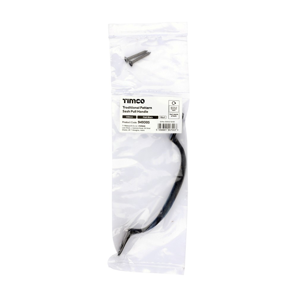 TIMCO Sash Pull Handle Matt Black 160mm (1)