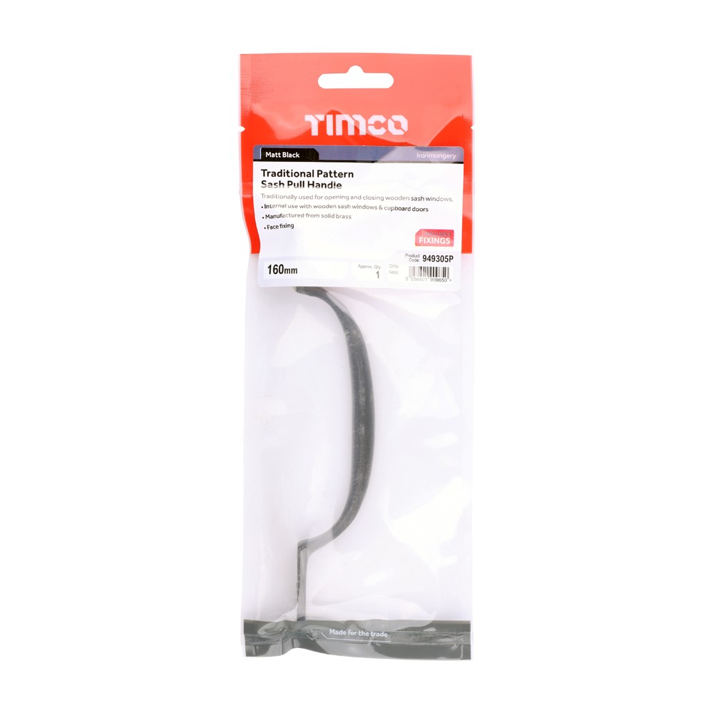 TIMCO Sash Pull Handle Matt Black 160mm (1)