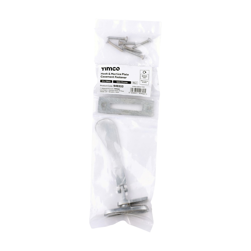 TIMCO Casement Fastener Satin Chrome 54 x 19mm (1)