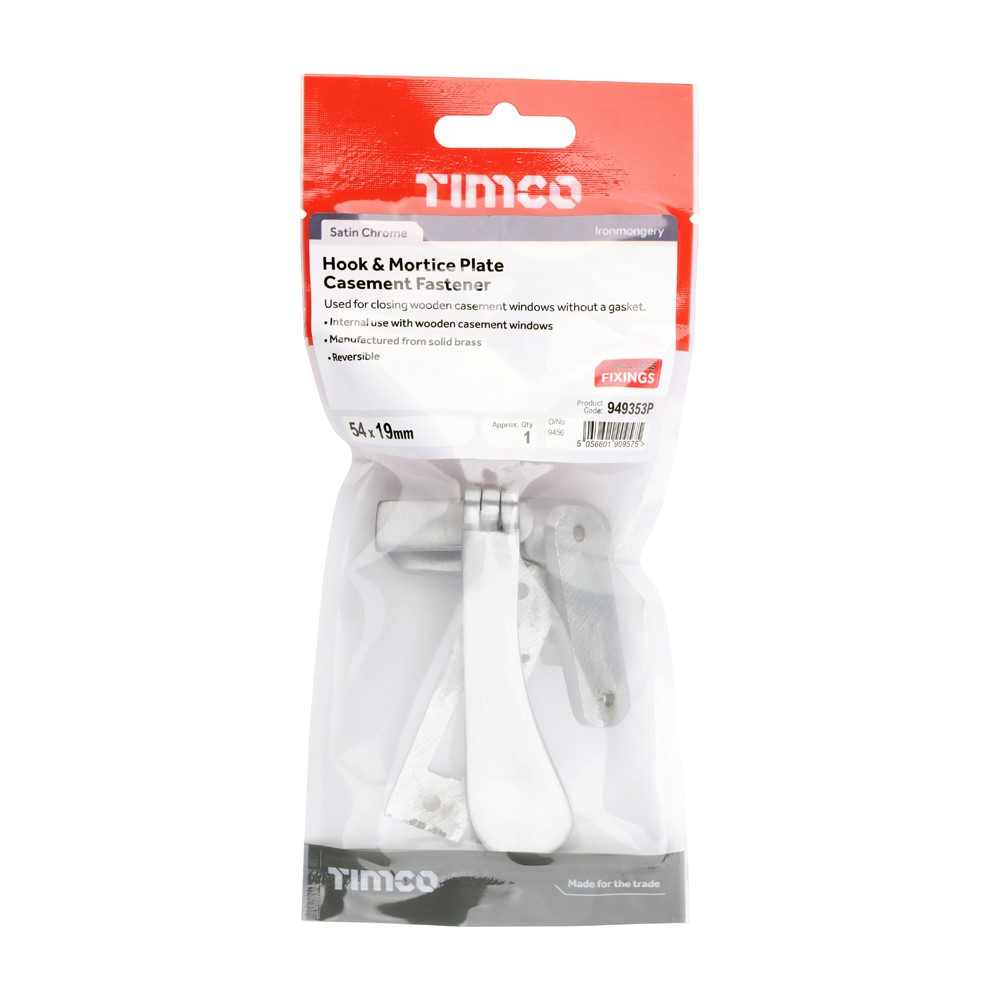 TIMCO Casement Fastener Satin Chrome 54 x 19mm (1)